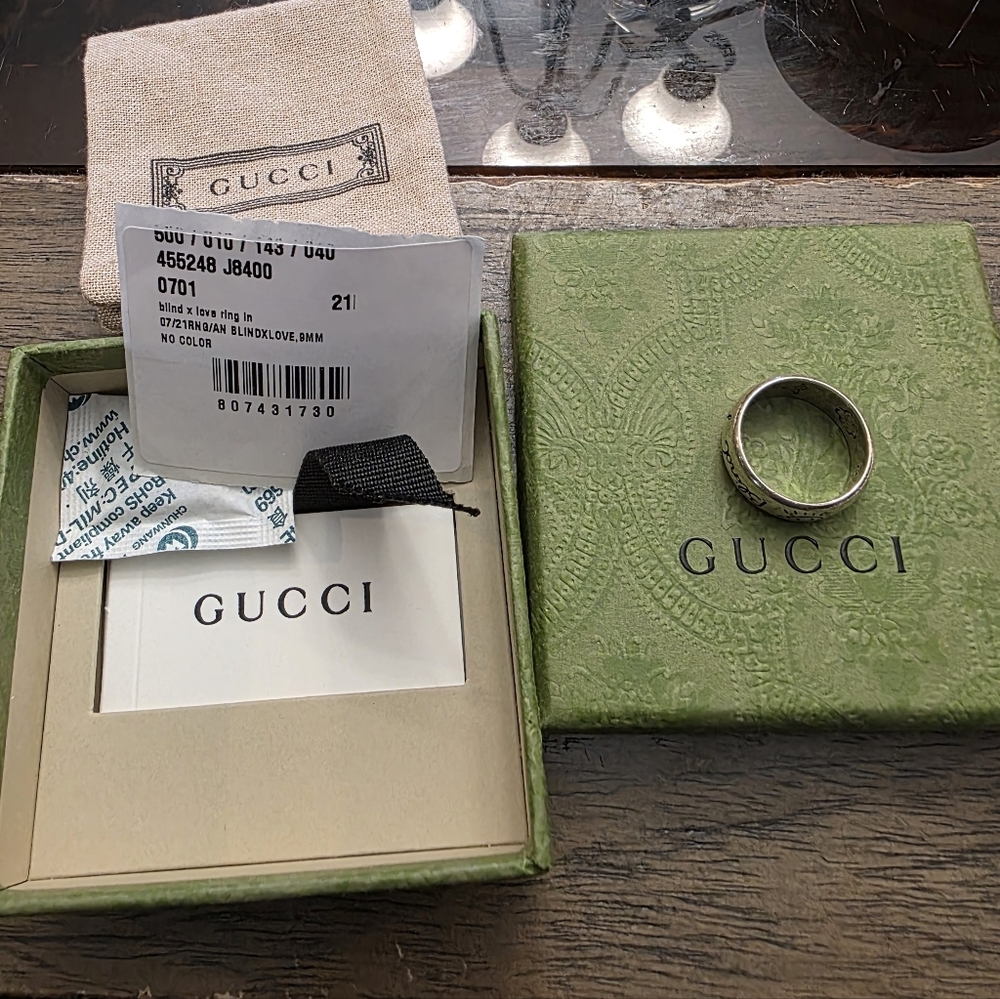 Authentic Gucci Blind For Love Sterling Sliver Ring - Picture 6 of 6